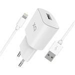 Xqisit wall charger + USB-A to Lightning kábel 1m - White 50851