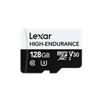 128GB Lexar® High-Endurance microSDHC/microSDXC™ UHS-I cards?up to 100MB/s read, 45MB/s Write, C10 A1 LMSHGED128G-BCNNG