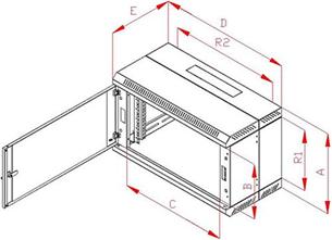 19" rozvaděč dvoudílný 6U/295mm celoskleněné dveře RBA-06-AD2-XAX-A1