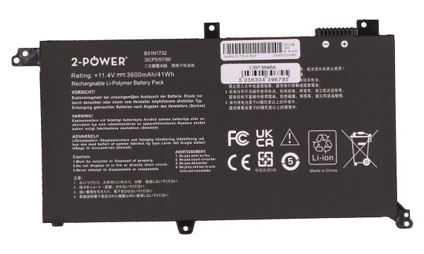 2-Power baterie ( B31N1732 alternative ) 3 ?lánková Baterie do Laptopu 11,4V 3600mAh CBP3848A