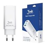 3mk nabíječka do sítě Hyper Charger 65W, GaN, 2x USB-C (PD) + 1x USB, bílá 5903108406147