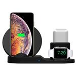 3v1 bezdrôtová nabíjačka, pro telefon, Apple Watch a Airpods, černá, 5/9V, 15W, Qi N30