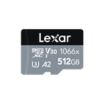 512GB Lexar® High-Performance 1066x microSDXC™ UHS-I, up to 160MB/s read 120MB/s write C10 A2 V30 U4 LMS1066512G-BNANG