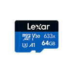 64GB Lexar High-Performance 633x microSDXC, až 100MB/s čítanie a 45MB/s zápis, C10 A1 V30 UHS-I U3 0843367128891