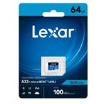 64GB Lexar® High-Performance 633x microSDXC™ UHS-I, up to 100MB/s read 45MB/s write C10 A1 V30 U3, Glo LMS0633064G-BNNNG