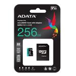 ADATA 256GB Premier Pro MICROSDXC, R/W up to 100/80 MB/s, with Adapter AUSDX256GUI3V30SA2-RA1