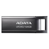 ADATA Flash Disk 64GB UR340, USB 3.2 Dash Drive, kov lesklá černá AROY-UR340-64GBK