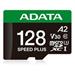 ADATA MicroSDXC karta 128GB Speed Plus, U3, C10, A2, V30 (R:180/W:160 MB/s) + SD adaptér UD128GUI3V30A2SP-RA1