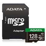 ADATA MicroSDXC karta 128GB Speed Plus, U3, C10, A2, V30 (R:180/W:160 MB/s) + SD adaptér UD128GUI3V30A2SP-RA1