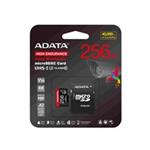 ADATA MicroSDXC karta 256GB High Endurance UHS-I C10 V30 A2 (R:100/W:85 MB/s) + SD adaptér AUSDX256GUI3V30SHA2-RA1