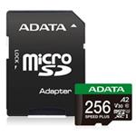 ADATA MicroSDXC karta 256GB Speed Plus, U3, C10, A2, V30 (R:180/W:160 MB/s) + SD adaptér UD256GUI3V30A2SP-RA1