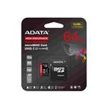 ADATA MicroSDXC karta 64GB High Endurance UHS-I C10 V30 A2 (R:100/W:80 MB/s) + SD adaptér AUSDX64GUI3V30SHA2-RA1