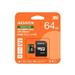 ADATA MicroSDXC karta 64GB Speed Plus, U3, C10, A2, V30 (R:160/W:140 MB/s) + SD adaptér UD64GUI3V30A2SP-RA1