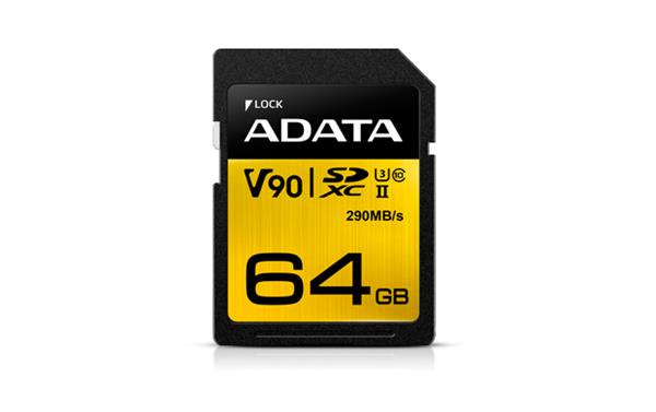 ADATA SDXC karta 64GB UHS-I U3 Class 10, Premier One (R: 290MB / W: 260MB) ASDX64GUII3CL10-C