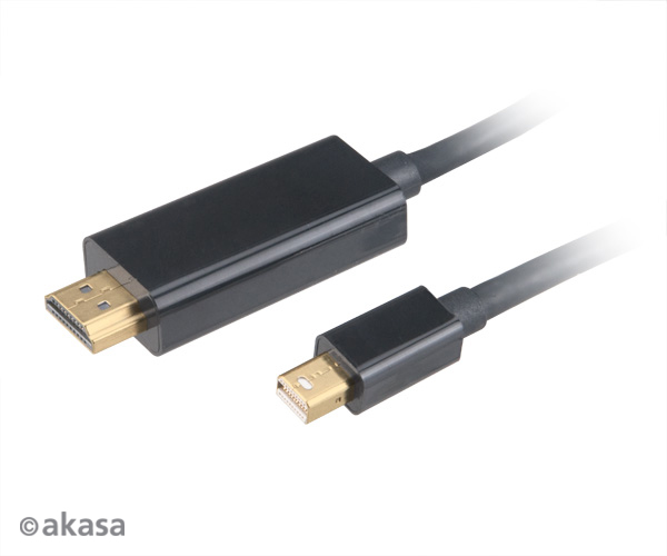 AKASA kabel mini DipIayPort na HDMI / 4K @60Hz / 1,8m / černý AK-CBDP19-18BK