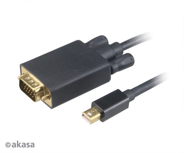 AKASA kabel mini DipIayPort na VGA / až 1080p / 1,8m / černý AK-CBDP17-18BK