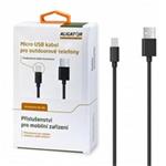 Aligator datový kabel s prodlouženým konektorem micro USB, 2A, délka 1 m, černá