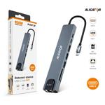 Aligator Dokovací stanice USB-C / Hub 8v1 (USB-C / 2xUSB / SD / MicroSD/ HDTV / RJ45) AHUB001