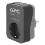 APC Essential SurgeArrest, 1 Ausgang, 2 USB-Anschlüsse, schwarz, 230 V, Deutschland PME1WU2B-GR