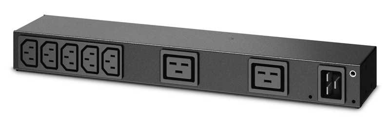 APC Rack PDU, Basic, 0U/1U, 100-240V/20A, 220-240V/16A, (7) C13, (2) C19 AP6120A