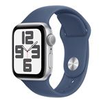 Apple Watch SE GPS 44mm Silver Aluminium Case with Denim Sport Band - M/L MXER3QC/A