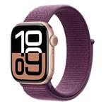 Apple Watch Series 10 GPS 46mm Rose Gold Aluminium Case with Plum Sport Loop MWWV3QC/A