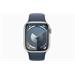 Apple Watch Series 9 41mm Stříbrný hliník s bouřkově modrým sportovním řemínkem S/M MR903QC/A