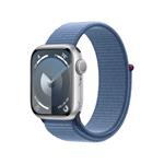 Apple Watch Series 9 41mm Stříbrný hliník s ledově modrým provlékacím řemínkem MR923QC/A