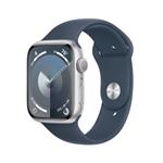 Apple Watch Series 9 45mm Stříbrný hliník s bouřkově modrým sportovním řemínkem M/L MR9E3QC/A