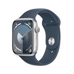 Apple Watch Series 9 45mm Stříbrný hliník s bouřkově modrým sportovním řemínkem S/M MR9D3QC/A