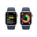 Apple Watch Series 9 Cellular 41mm Stříbrný hliník s bouřkově modrým sportovním řemínkem M/L MRHW3QC/A