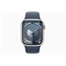 Apple Watch Series 9 Cellular 41mm Stříbrný hliník s bouřkově modrým sportovním řemínkem M/L MRHW3QC/A