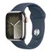 Apple Watch Series 9 Cellular 45mm Stříbrná ocel s bouřkově modrým sportovním řemínkem M/L MRMP3QC/A