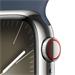 Apple Watch Series 9 Cellular 45mm Stříbrná ocel s bouřkově modrým sportovním řemínkem M/L MRMP3QC/A