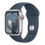 Apple Watch Series 9 Cellular 45mm Stříbrný hliník s bouřkově modrým sportovním řemínkem M/L MRMH3QC/A