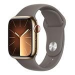 Apple Watch Series 9 Cellular 45mm Zlatá ocel s jílově šedým sportovním řemínkem M/L MRMT3QC/A