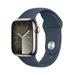 Apple Watch Series 9 GPS + Cellular 41mm Silver Stainless Steel Case with Storm Blue Sport Band - M/L MRJ33QC/A