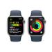 Apple Watch Series 9 GPS + Cellular 41mm Silver Stainless Steel Case with Storm Blue Sport Band - M/L MRJ33QC/A