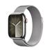 Apple Watch Series 9 GPS + Cellular 41mm Silver Stainless Steel Case with Storm Blue Sport Band - M/L MRJ43QC/A