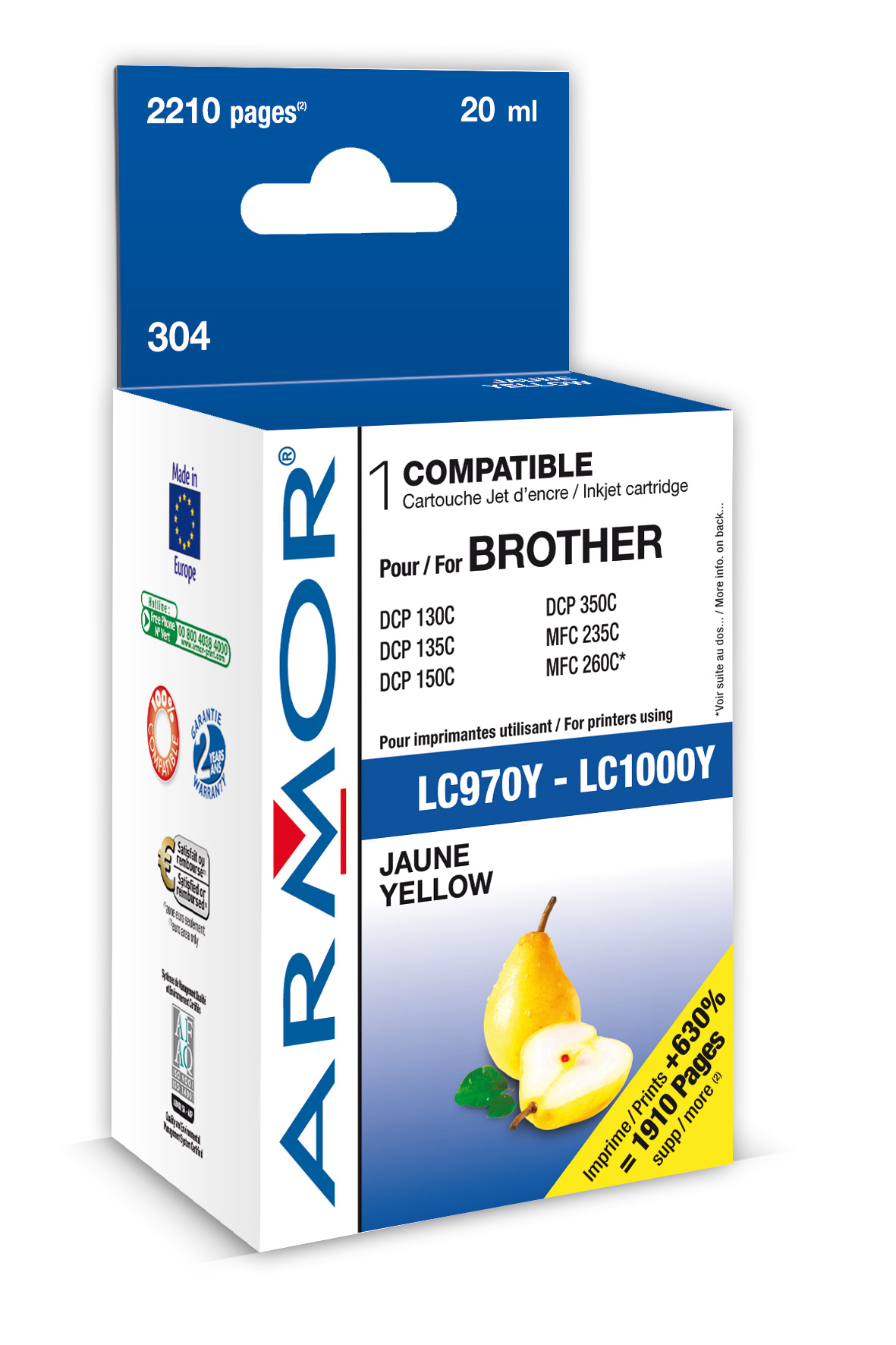 ARMOR cartridge pro BROTHER DCP-130/330 Yellow (LC970/1000Y) K12381