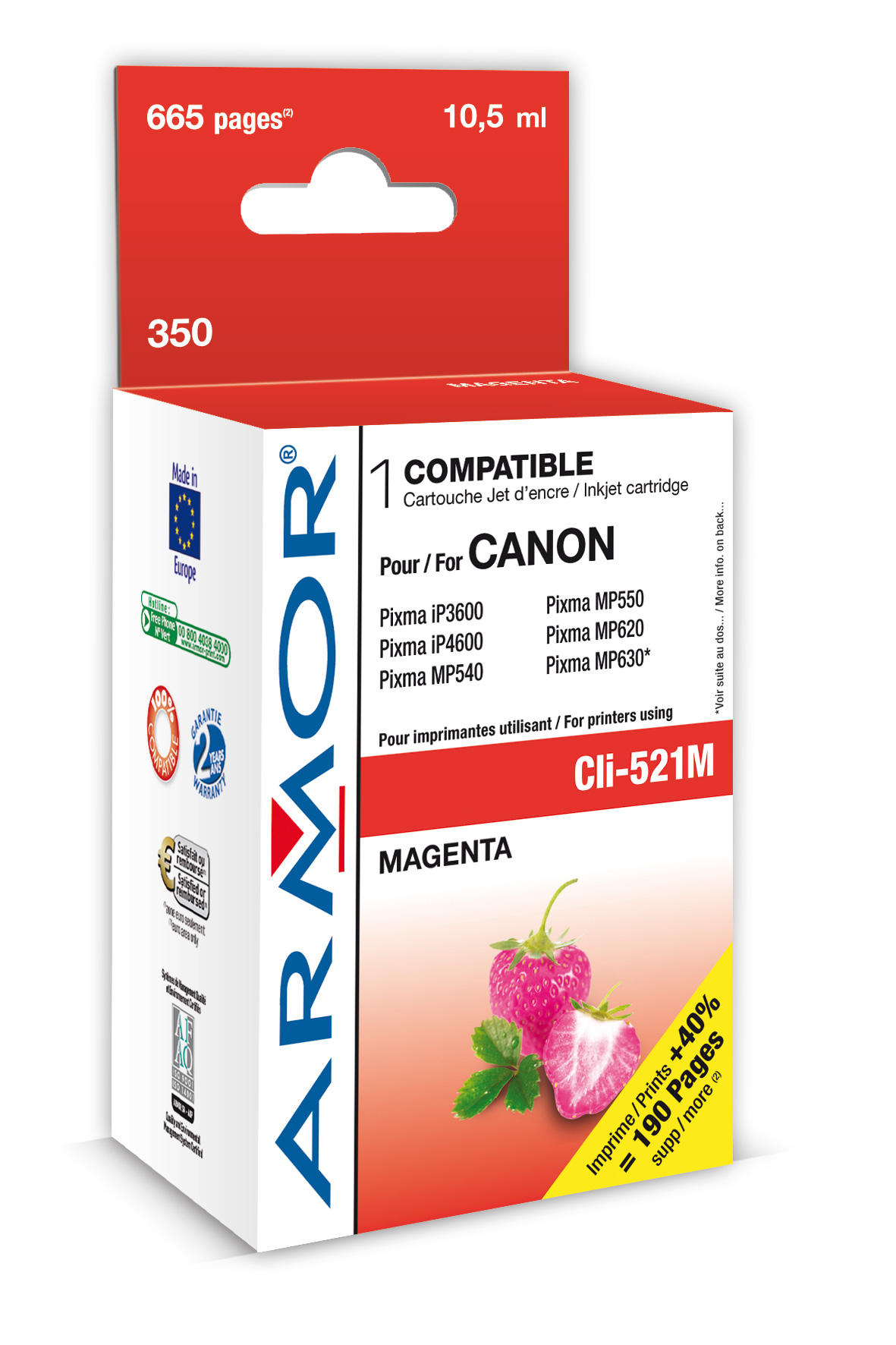 ARMOR cartridge pro CANON iP 3600/4600 Magenta s čipem (CLI521M) K12467