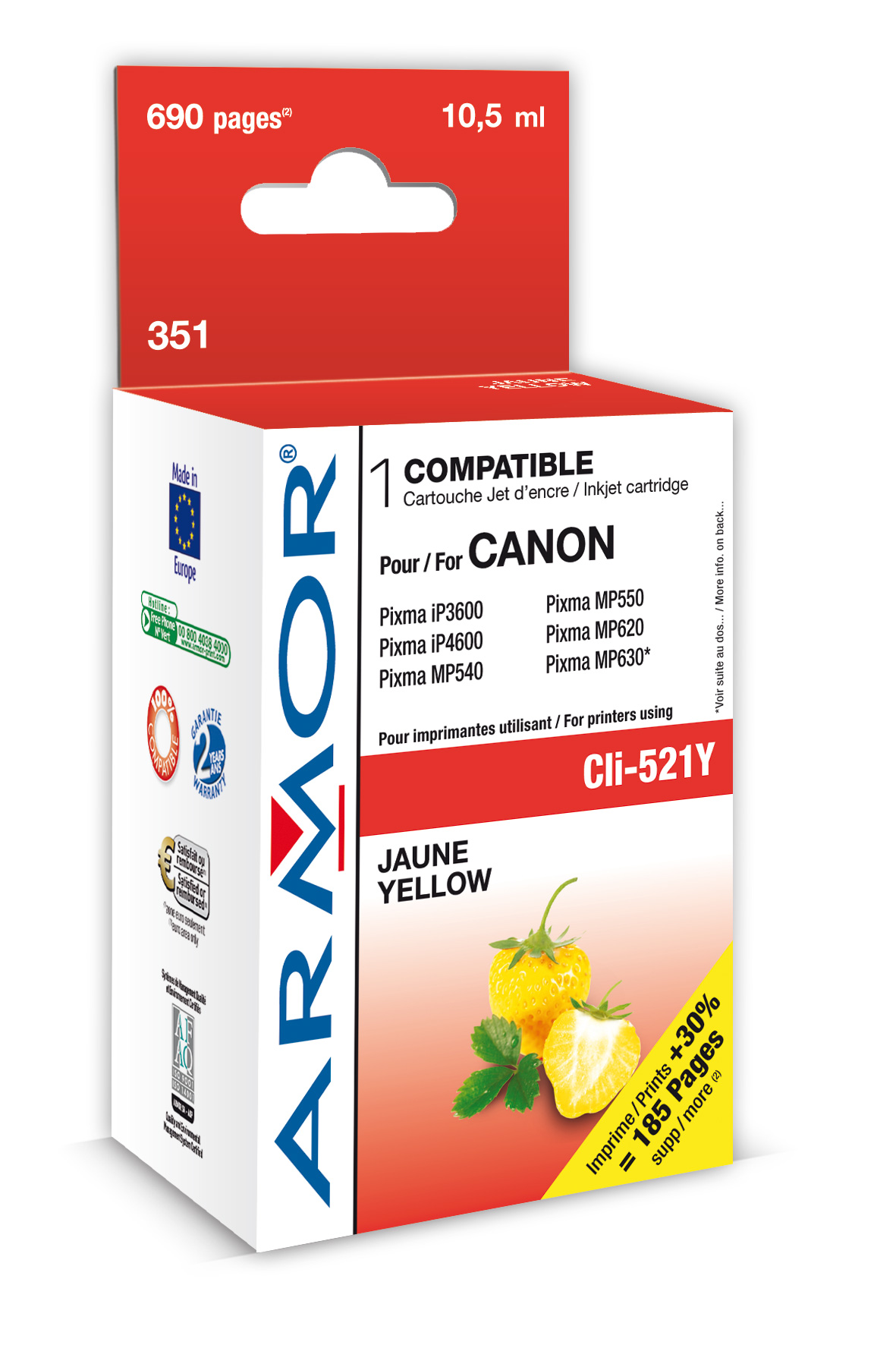 ARMOR cartridge pro CANON iP 3600/4600 Yellow s čipem (CLI521Y)