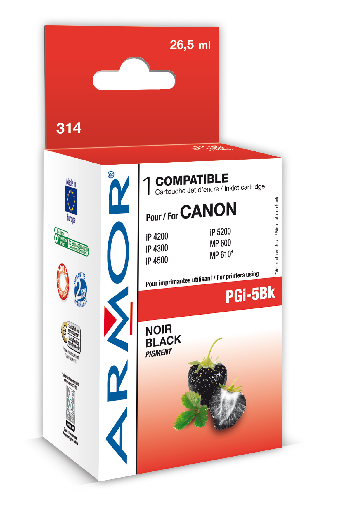 ARMOR cartridge pro CANON iP 4200 pigm. Black s čipem (PGI5BK)