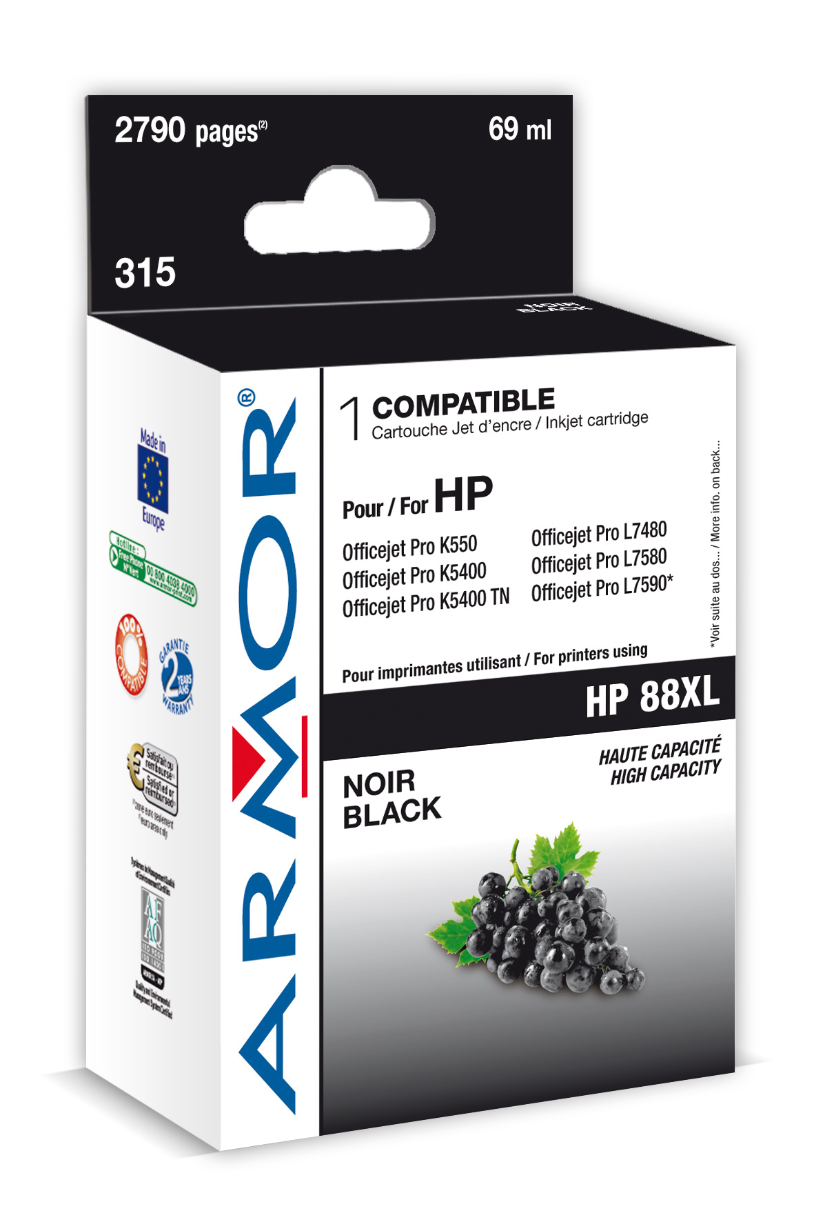 ARMOR cartridge pro HP Officejet K550 černá HC, 70 ml (C9396) K20256