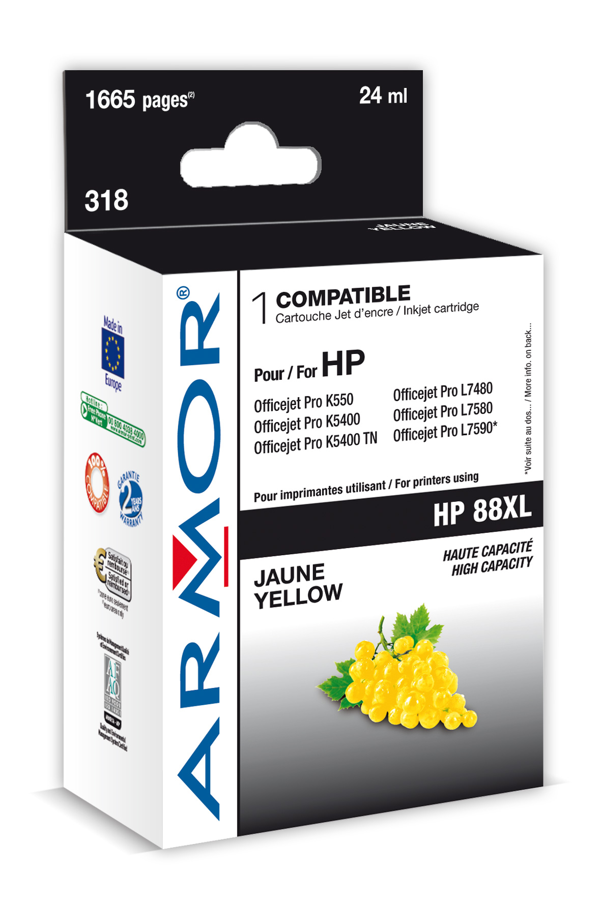 ARMOR cartridge pro HP Officejet K550 yellow HC, 20 ml (C9393A) K20259