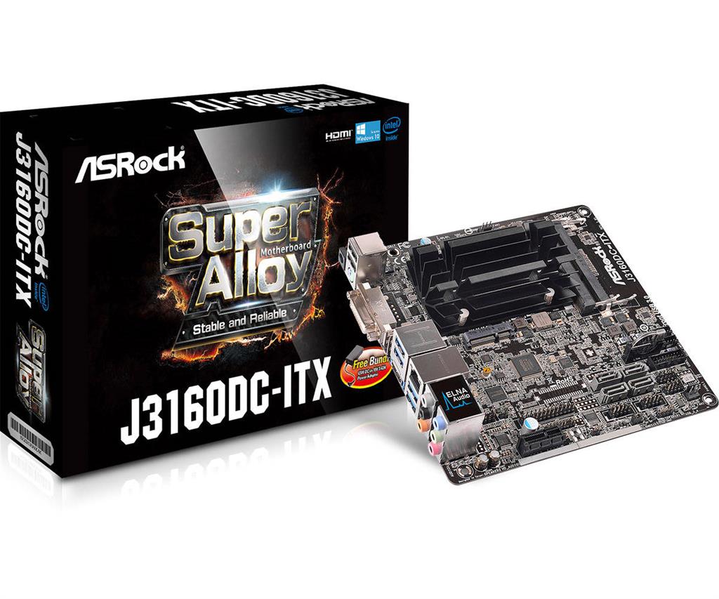 ASRock J3160DC-ITX, J3160, DualDDR3-1600, SATA3, HDMI, DVI, DP, USB 3.0, mITX