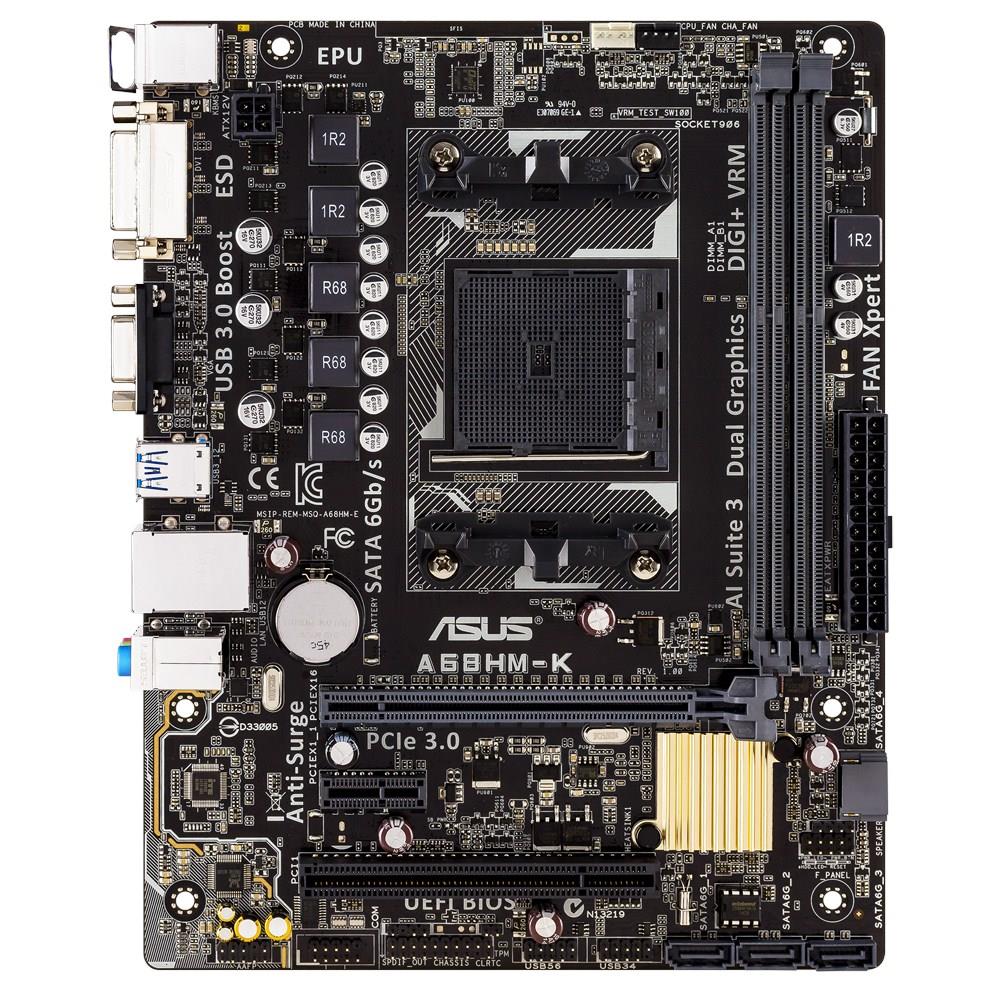 ASUS A68HM-K, AMD A68H, DualDDR3-2133, SATA3, D-Sub, DVI, mATX