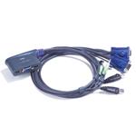 Aten 2-port KVM USB mini, audio, 0,9m CS-62US