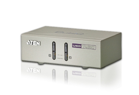 ATEN KVM switch CS-72U USB 2PC audio, with custom cables 1,2m