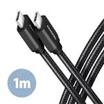 AXAGON BUCM3-CM10AB cable USB-C <-> USB-C 3.2 Gen 1, 1m, PD 60W, 3A, ALU, braid, Black